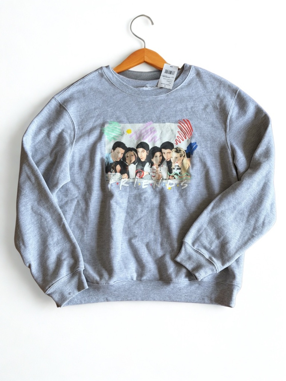 Hybrid Apparel Light Gray womens sweatshirt with Multicolor Friends Graphic